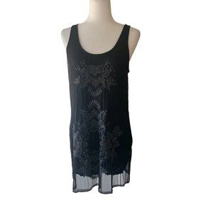 Abercrombie & Fitch Embroidered Tank Dress Women's Sheer Sleeveless Size LP